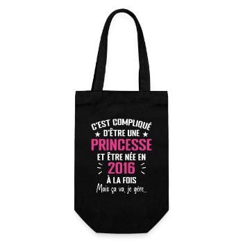 Princesse Née en 2016 - Cadeau D'anniversaire 2016 - Sac à bouteille - noir - Devant