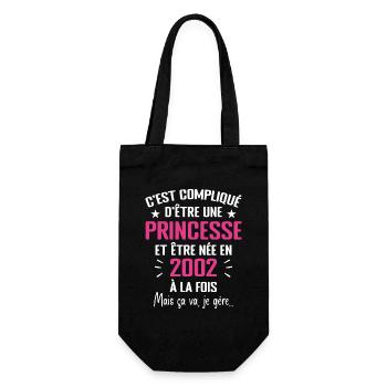 Princesse Née en 2002 - Cadeau D'anniversaire 2002 - Sac à bouteille - noir - Devant