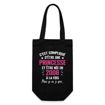 Princesse Née en 2008 - Cadeau D'anniversaire 2008 - Sac à bouteille - noir - Devant