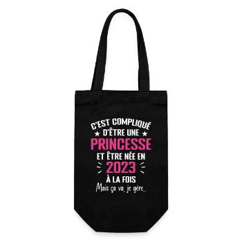 Princesse Née en 2023 - Cadeau D'anniversaire 2023 - Sac à bouteille - noir - Devant