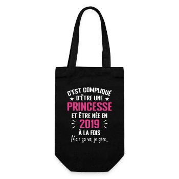 Princesse Née en 2019 - Cadeau D'anniversaire 2019 - Sac à bouteille - noir - Devant