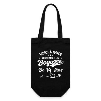 Bogosse 14 ans Cadeau Humour Anniversaire 14 ans - Sac à bouteille - noir - Devant