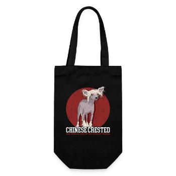 Chinese Crested Chinesischer Schopfhund Geschenk - Geschenkbeutel für Flaschen - Schwarz - Vorne