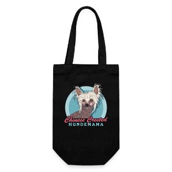 Chinese Crested Hundemama Schopfhund Geschenk - Geschenkbeutel für Flaschen - Schwarz - Vorne