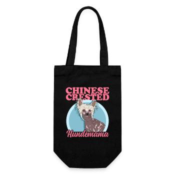 Chinese Crested Hundemama Schopfhund Mom Geschenk - Geschenkbeutel für Flaschen - Schwarz - Vorne