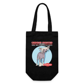 Chinese Crested Chinesischer Schopfhund Geschenk - Geschenkbeutel für Flaschen - Schwarz - Vorne