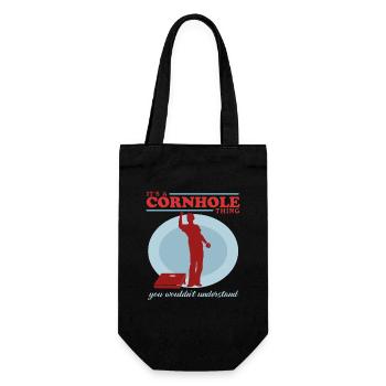 Cornhole Player Bean Bag Blind Hole Gift - Gift Bag for Bottles - black - Front