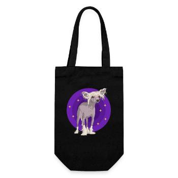 Chinese Crested Chinesischer Schopfhund Geschenk - Geschenkbeutel für Flaschen - Schwarz - Vorne