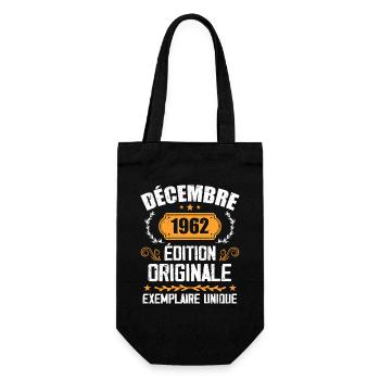 Anniversaire Cadeau Millésime Décembre 1962 - 196 - Sac à bouteille - noir - Devant