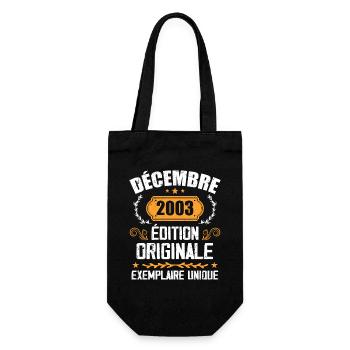 Anniversaire Cadeau Millésime Décembre 2003 - 200 - Sac à bouteille - noir - Devant