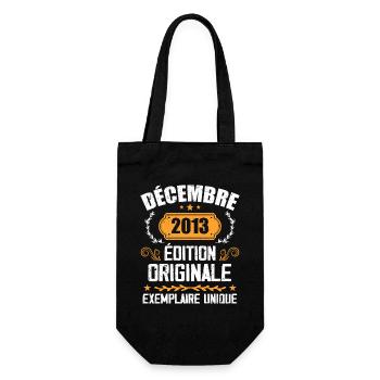 Anniversaire Cadeau Millésime Décembre 2013 - 201 - Sac à bouteille - noir - Devant