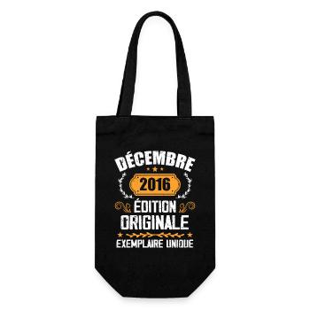 Anniversaire Cadeau Millésime Décembre 2016 - 201 - Sac à bouteille - noir - Devant