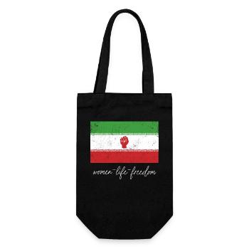 Iranian Flag Female with Fist Support Women of - Gift Bag for Bottles - black - Front
