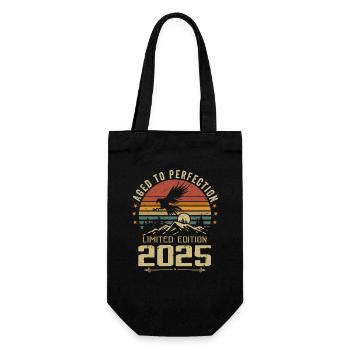 2025 Original Vintage Retro 2025 Jubiläum - Geschenkbeutel für Flaschen - Schwarz - Vorne