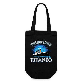 This Boy Loves RMS Titanic Just a Boy who loves - Gift Bag for Bottles - black - Front