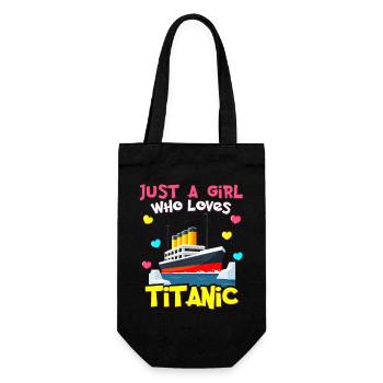 Titanic Ship, This Girl Loves the RMS Titanic - Gift Bag for Bottles - black - Front