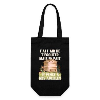 Cadeau apiculteur pense aux abeilles humour miel - Sac à bouteille - noir - Devant