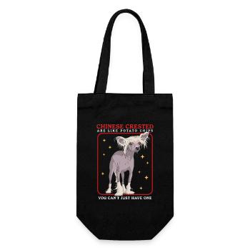 Chinese Crested Chinesischer Schopfhund Geschenk - Geschenkbeutel für Flaschen - Schwarz - Vorne