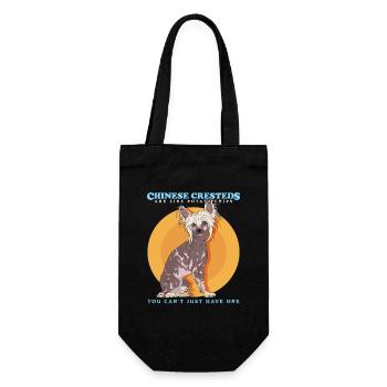 Chinesischer Schopfhund Chinese Crested Geschenk - Geschenkbeutel für Flaschen - Schwarz - Vorne