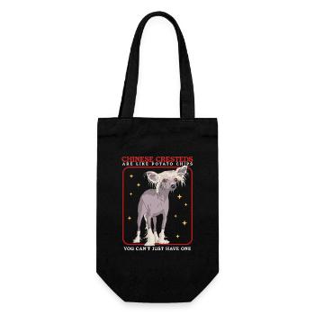 Chinese Crested Chinesischer Schopfhund Geschenk - Geschenkbeutel für Flaschen - Schwarz - Vorne