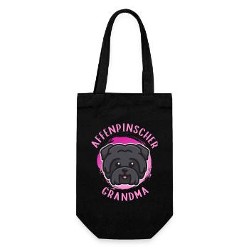 Affenpinscher Oma Monkey Terrier Hunde Geschenk - Geschenkbeutel für Flaschen - Schwarz - Vorne