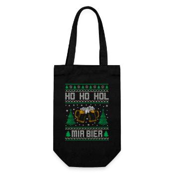 HO HO HOL MIR BIER | Ugly Christmas Weihnachten - Geschenkbeutel für Flaschen - Schwarz - Vorne