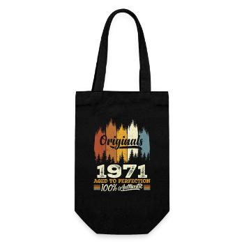 1971 Vintage Original 1971 Birthday Gift - Gift Bag for Bottles - black - Front
