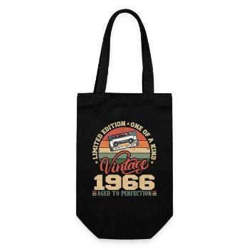 Vintage 1966 Retro Birthday Gift 1966 - Gift Bag for Bottles - black - Front
