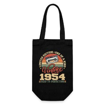 Jahrgang 1954 Retro Geburtstagsgeschenk 1954 - Geschenkbeutel für Flaschen - Schwarz - Vorne
