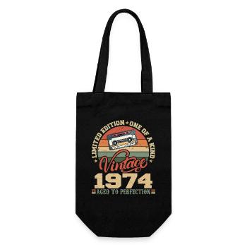 Vintage 1974 Retro Birthday Gift 1974 - Gift Bag for Bottles - black - Front