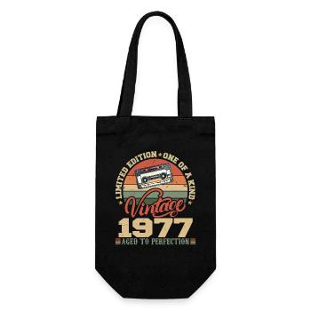 Jahrgang 1977 Retro Geburtstagsgeschenk 1977 - Geschenkbeutel für Flaschen - Schwarz - Vorne