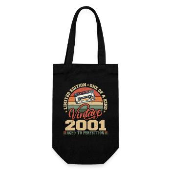 Jahrgang 2001 Retro 2001 Geburtstagsgeschenk - Geschenkbeutel für Flaschen - Schwarz - Vorne