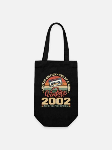 Jahrgang 2002 Retro Geburtstagsgeschenk 2002 - Geschenkbeutel für Flaschen - Schwarz