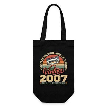 Jahrgang 2007 Retro Geburtstagsgeschenk 2007 - Geschenkbeutel für Flaschen - Schwarz - Vorne