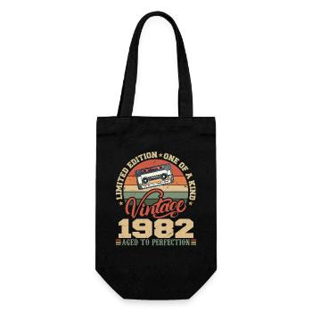 Jahrgang 1982 Retro 1982 Geburtstagsgeschenk - Geschenkbeutel für Flaschen - Schwarz - Vorne