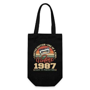 Vintage 1987 Retro Birthday Gift 1987 - Gift Bag for Bottles - black - Front