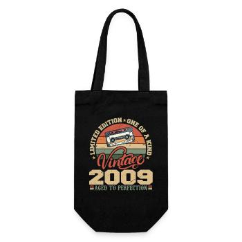 Jahrgang 2009 Retro Geburtstagsgeschenk 2009 - Geschenkbeutel für Flaschen - Schwarz - Vorne