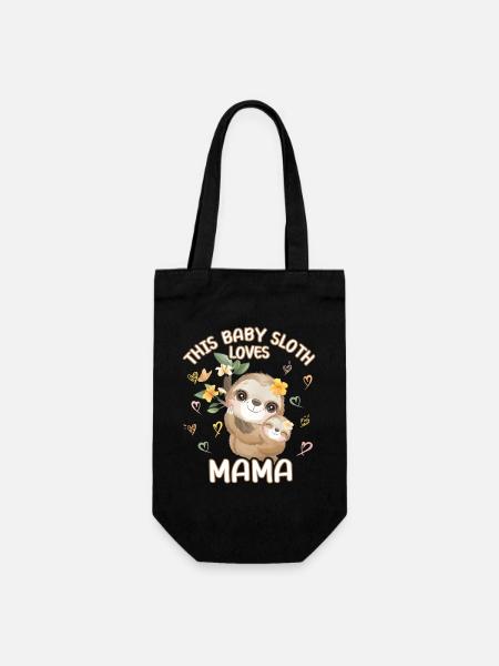 Dieses Babyfaultier liebt Mama am Muttertag - Geschenkbeutel für Flaschen - Schwarz