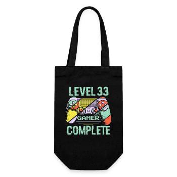 Level 33 Abschließen 33 Jahre alter Spieler Level 33 Abgeschlossen - Geschenkbeutel für Flaschen - Schwarz - Vorne