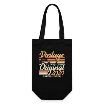 Vintage-Jubiläum Made in 2020 Retro 2020 - Geschenkbeutel für Flaschen - Schwarz - Vorne