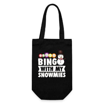 Bingo With My Snowmies Funny Snowman - Gift Bag for Bottles - black - Front