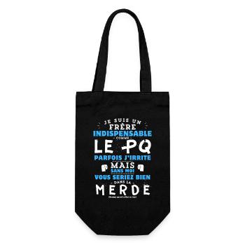 J'aime mon frère PQ - idée cadeau humour frangin - Sac à bouteille - noir - Devant