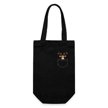 Rentier Pocket Funny Xmas Santa Claus - Geschenkbeutel für Flaschen - Schwarz - Vorne