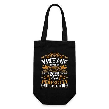 Janvier 2025 Vintage Anniversaire Rétro Cadeau - Sac à bouteille - noir - Devant