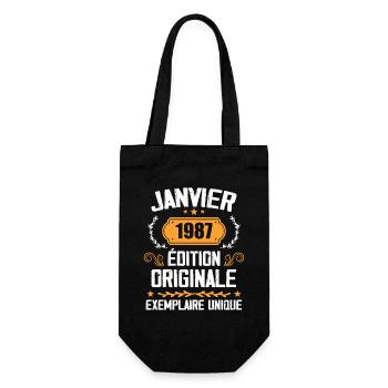 Anniversaire Cadeau Millésime Janvier 1987 - 1987 - Sac à bouteille - noir - Devant