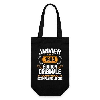 Anniversaire Cadeau Millésime Janvier 1984 - 1984 - Sac à bouteille - noir - Devant