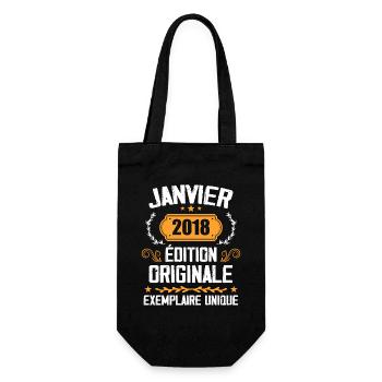 Anniversary Gift Vintage January 2018 - 2018 - Gift Bag for Bottles - black - Front