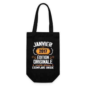Anniversaire Cadeau Millésime Janvier 2017 - 2017 - Sac à bouteille - noir - Devant