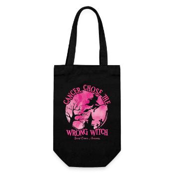 Krebshexe Rosa Brustkrebs - Geschenkbeutel für Flaschen - Schwarz - Vorne