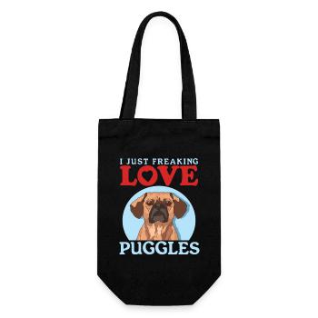 Puggle Dogs Dog Owners Dog Owner Gift - Gift Bag for Bottles - black - Front
